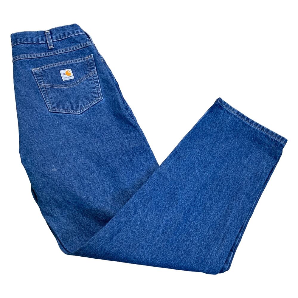 Carhartt Fire Resistant Denim Relaxed Jeans Workwear Mens Size 36 x 34